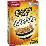 Kellogg's Crunchy Nut Cereal Clusters with crunchy corn flakes, peanut pieces, and honey coating for a tasty breakfast treat.