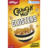 Bowl of Kellogg's Crunchy Nut Cereal Clusters featuring golden corn flakes, crunchy peanuts, and a honey coating.