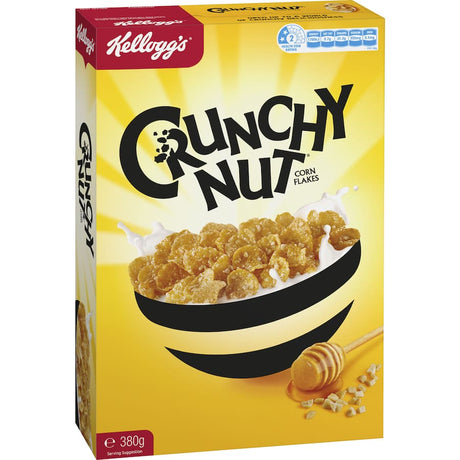 Kellogg's Crunchy Nut Cornflakes with peanuts and honey, offering a crunchy and delicious breakfast experience.