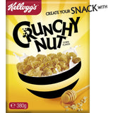 Kellogg's Crunchy Nut Cornflakes with golden flakes, peanuts, and honey for a tasty, crunchy breakfast experience.