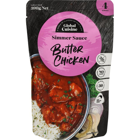 Global Cuisine Coating Butter Chicken mix featuring aromatic spices, creamy yoghurt, and nutty almonds for authentic flavor.