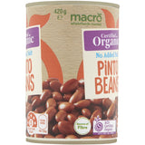 Macro Organic Pinto Beans No Added Salt in a pack, rich in protein and fiber, perfect for healthy meals and recipes.