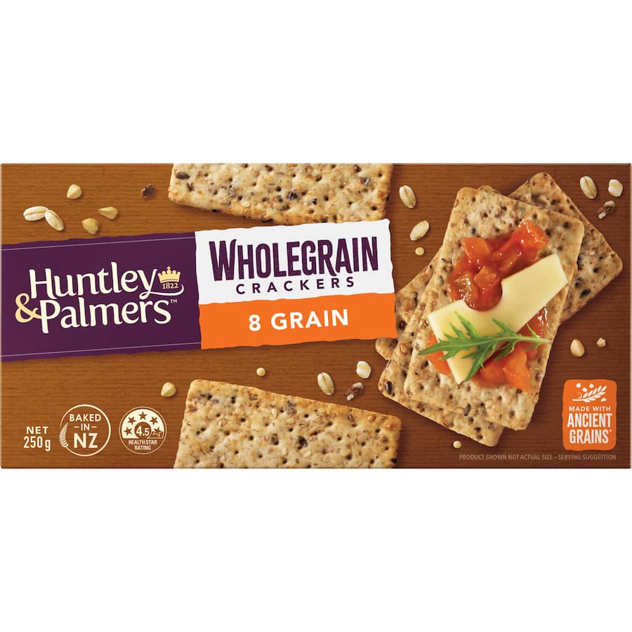 Wholegrain crackers made with 8 ancient grains, offering a nutritious and flavorful snack perfect for any occasion.