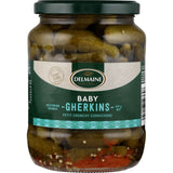 Delmaine Gherkins Baby: crunchy cornichons with firm texture, perfect for snacking and enhancing various dishes.