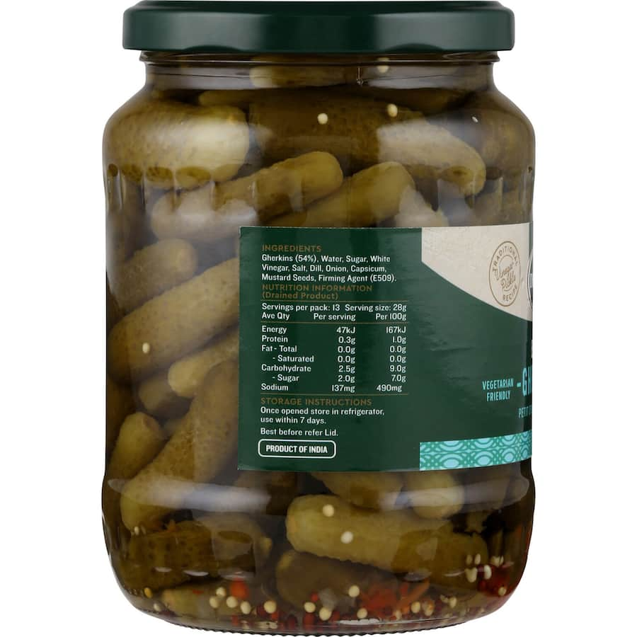 Delmaine Gherkins Baby: Crunchy, firm cornichons perfect for snacking, cheese platters, and gourmet dishes.