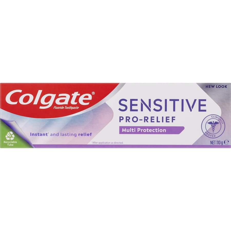 Colgate Sensitive Toothpaste Pro Relief for instant, lasting relief from sensitivity, featuring exclusive pro-argin formula.