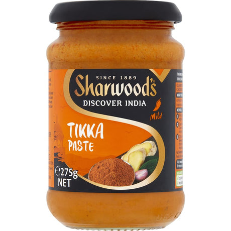 Mild Sharwoods Tikka Paste, perfect for curries, marinating, and enhancing chicken, vegetables, or paneer dishes.