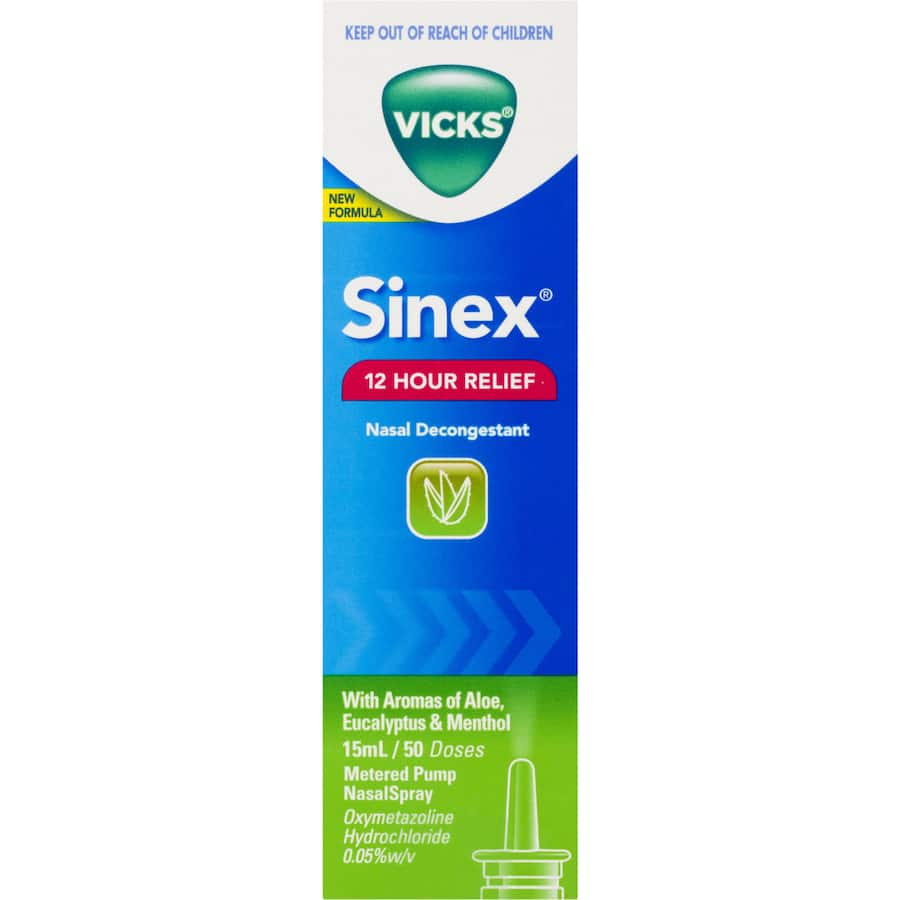 Vicks Sinex Regular nasal spray provides quick relief from nasal congestion due to colds, allergies, and sinus pressure.