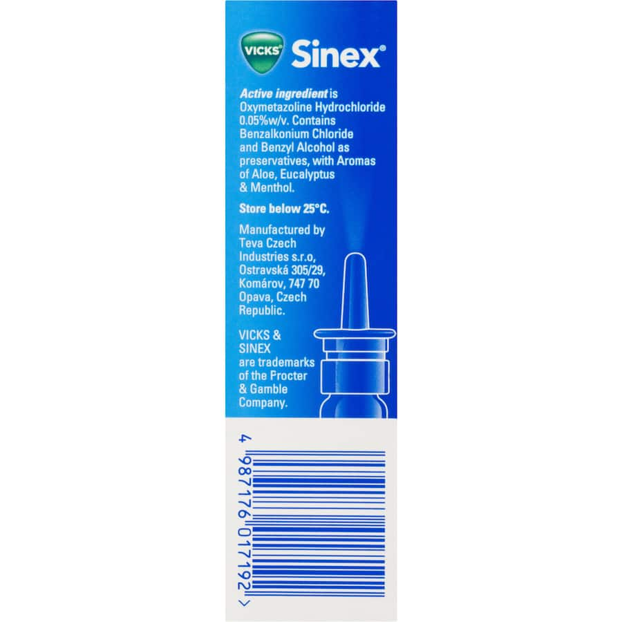 Vicks Sinex Regular nasal spray provides fast relief from nasal congestion due to colds, allergies, and sinus pressure.