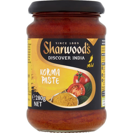 Sharwoods Korma Paste Mild, a rich blend of spices for creating authentic Indian korma dishes at home.