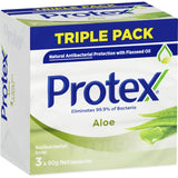 Protex Antibacterial Bar Soap with Aloe Extract, offering 99% bacteria elimination and gentle skin care in a value pack.