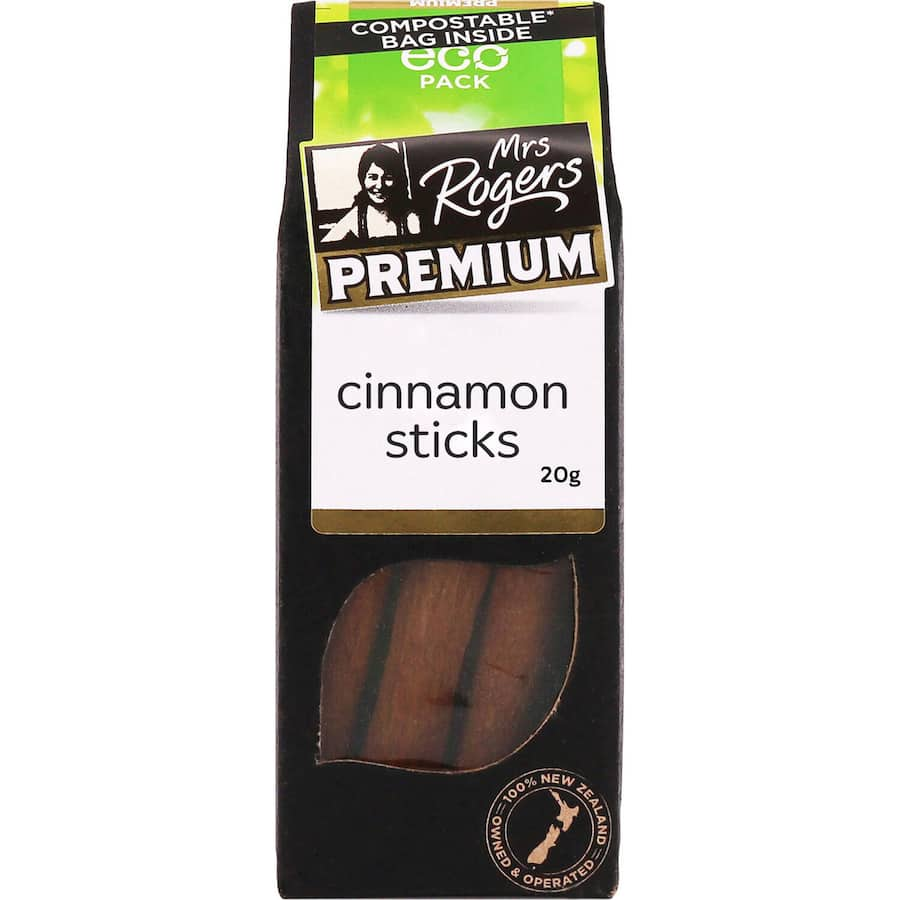 Mrs Rogers Eco Pack Cinnamon Sticks, organic and eco-friendly, perfect for baking and cooking with aromatic flavors.