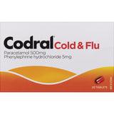 Codral Relief Plus Cold Remedy Decongestant tablets for fast relief from cold symptoms, including headaches, fever, and nasal congestion.