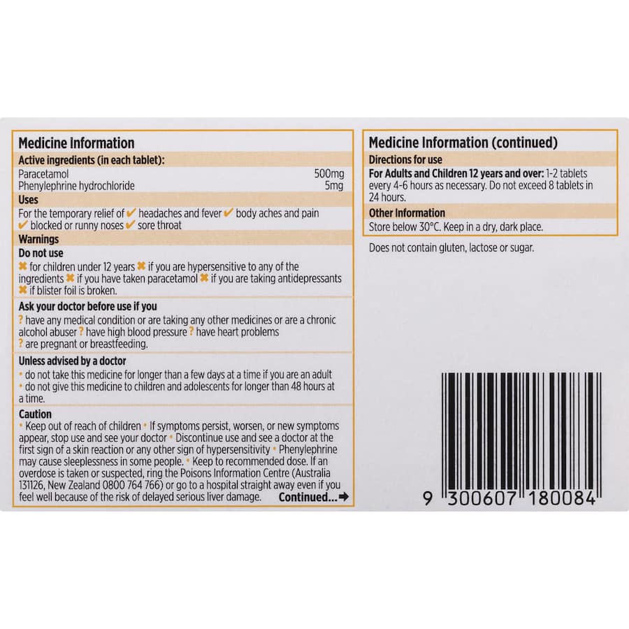 Codral Relief Plus Cold Remedy Decongestant tablets for fast, non-drowsy relief from cold symptoms, including nasal congestion and headaches.