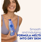 NIVEA Body Lotion Irresistibly Smooth, enriched with shea butter for 48 hours of deep moisture and a silky, non-greasy finish.