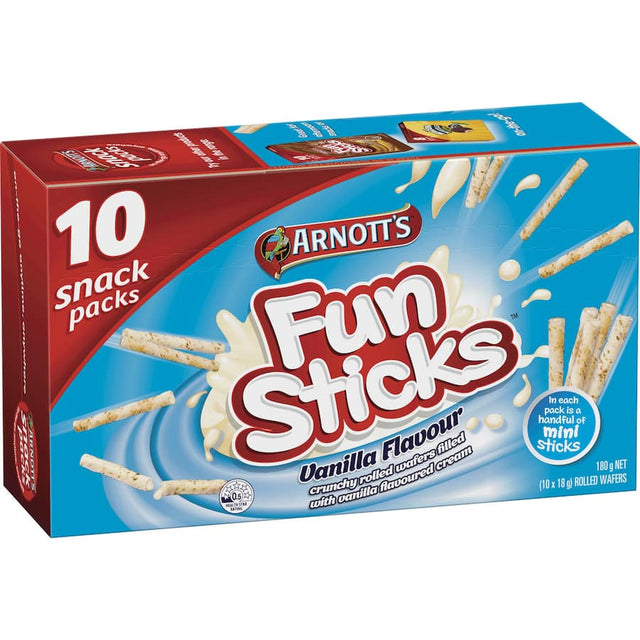 Vanilla-flavored crunchy Fun Sticks in a multi-pack, perfect for sharing and snacking on any occasion.