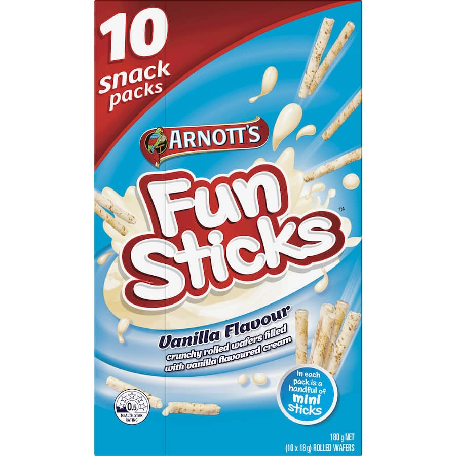 Vanilla-flavored crunch sticks in a multi-pack, perfect for sharing or enjoying as a sweet snack.