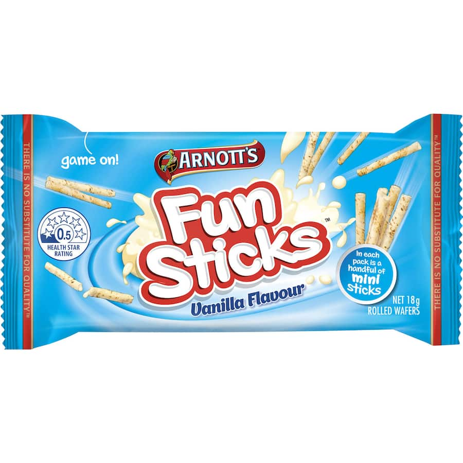 Vanilla-flavored crunchy Fun Sticks in a multi-pack, perfect for sharing and satisfying sweet cravings.