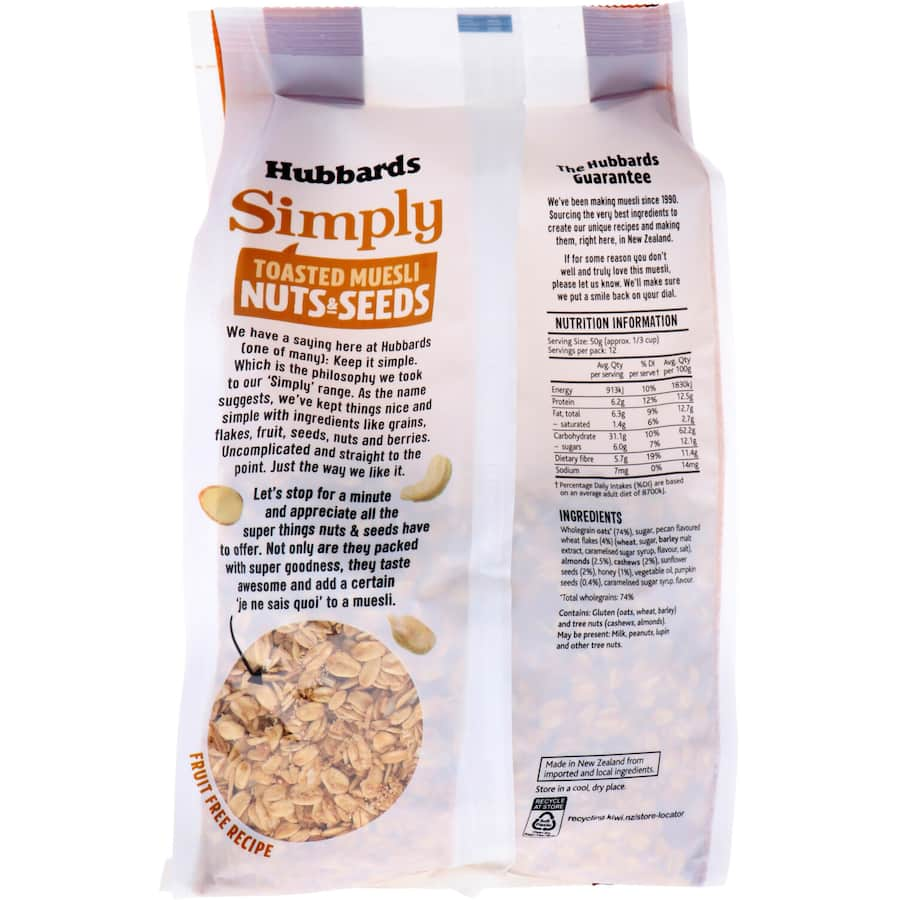 Crunchy muesli with cashews, almonds, seeds, and oats, sweetened with honey for a nutritious breakfast.