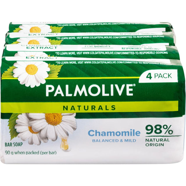 Gentle Palmolive Naturals Bar Soap with chamomile, enriched with natural ingredients for soothing, moisturizing skincare.