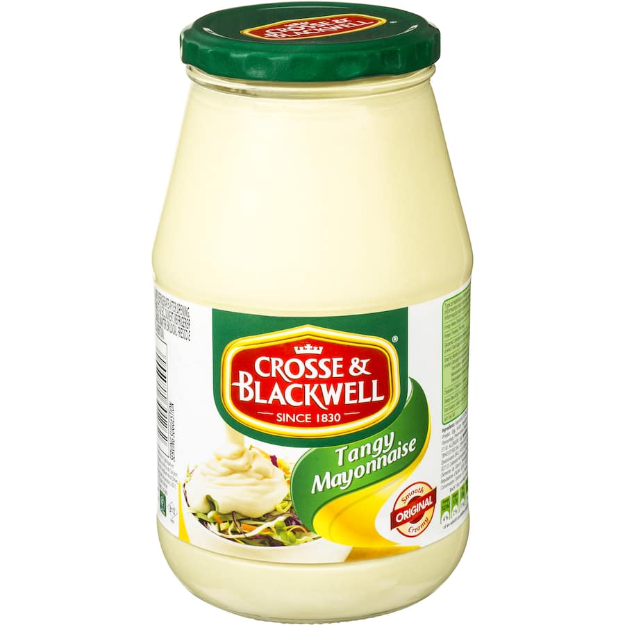 Crosse & Blackwell Mayonnaise: rich, creamy condiment perfect for sandwiches, salads, and dips, gluten-free and vegetarian-friendly.