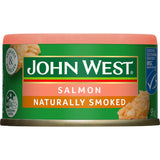 Skinless, boneless smoked pink salmon from John West, rich in omega-3, perfect for healthy meals and snacks.