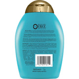 Sulfate-free OGX Moroccan Argan Oil Shampoo for hydrating, restoring, and adding shine to dry, damaged hair.