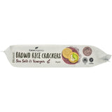 Ceres Organics Salt & Vinegar Brown Rice Crackers, crispy, gluten-free, tangy snack made from wholegrain jasmine rice.