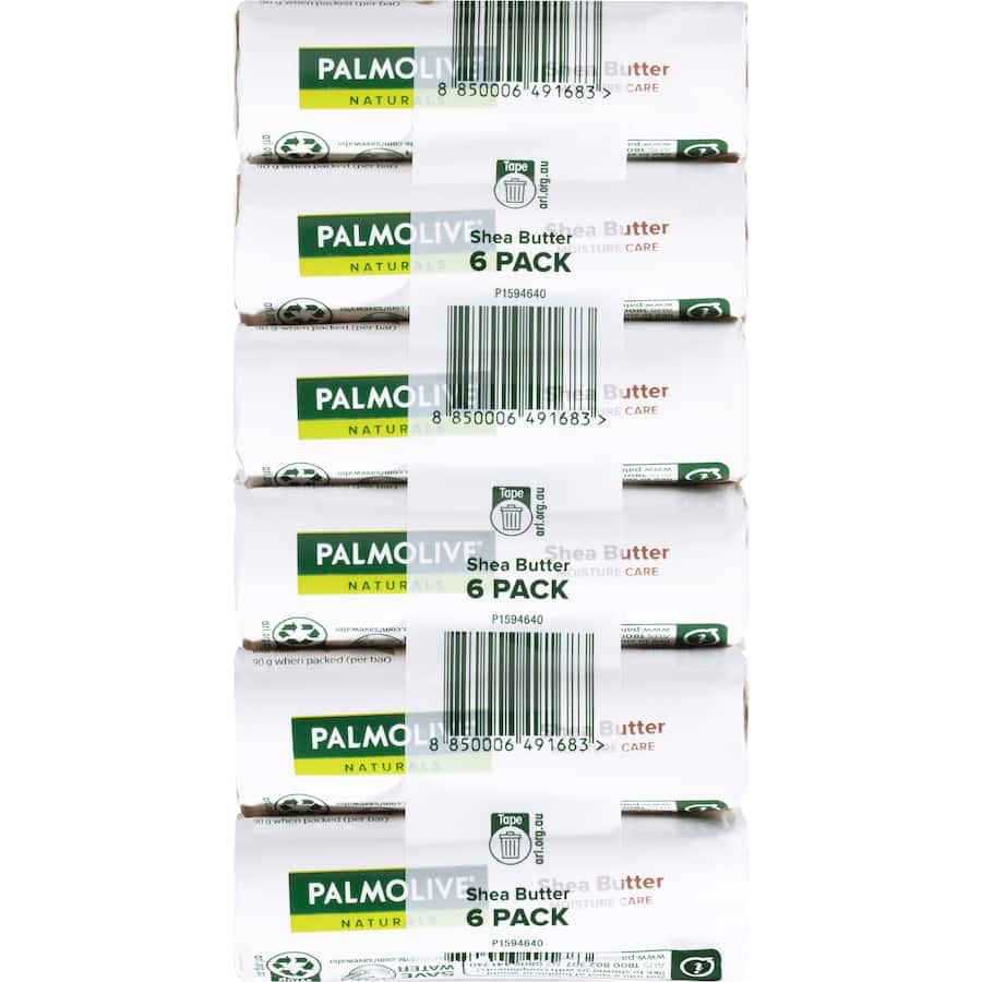 Palmolive Naturals Shea Butter Bar Soap Value Pack with moisturizing shea butter and warm vanilla-amber-rose scent for daily pampering.
