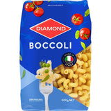 Diamond Pasta Boccoli in re-closable packaging, crafted from 100% durum wheat, ideal for quick and delicious Italian meals.