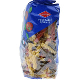 Colorful Diamond Pasta Vegetable Spirals made from durum wheat, tomatoes, and spinach, ideal for quick and healthy meals.