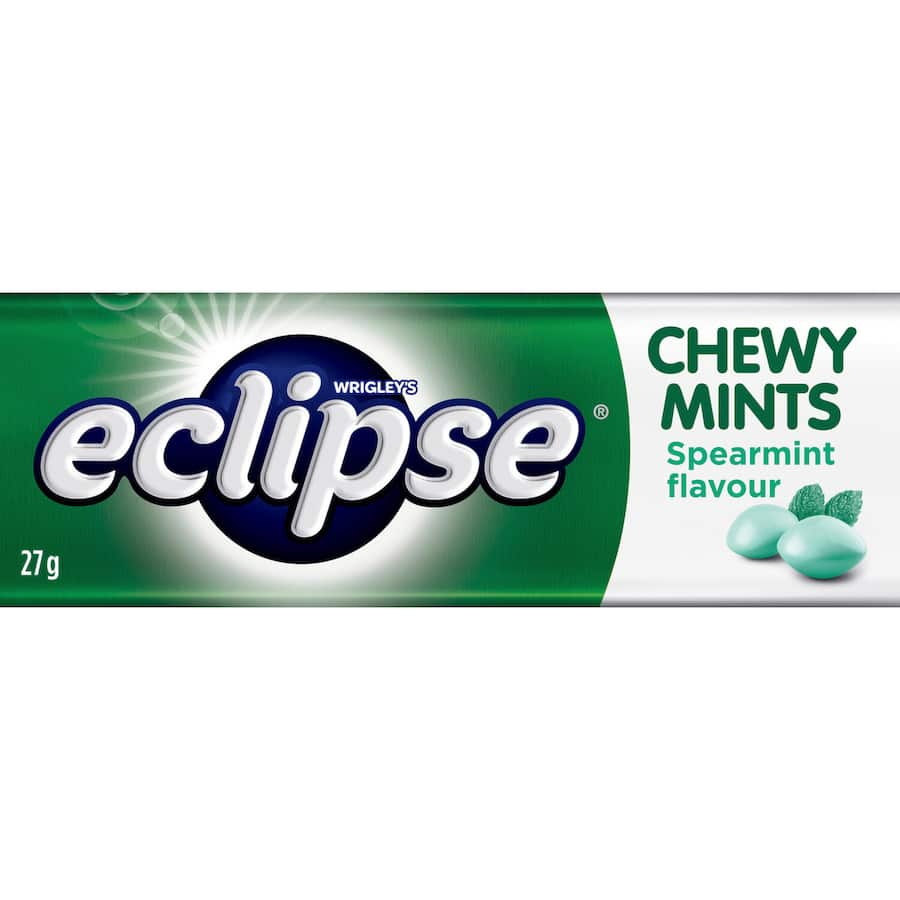 Eclipse Mints Chewy Spearmint in a compact tin, offering refreshing spearmint flavor for fresh breath anytime, anywhere.