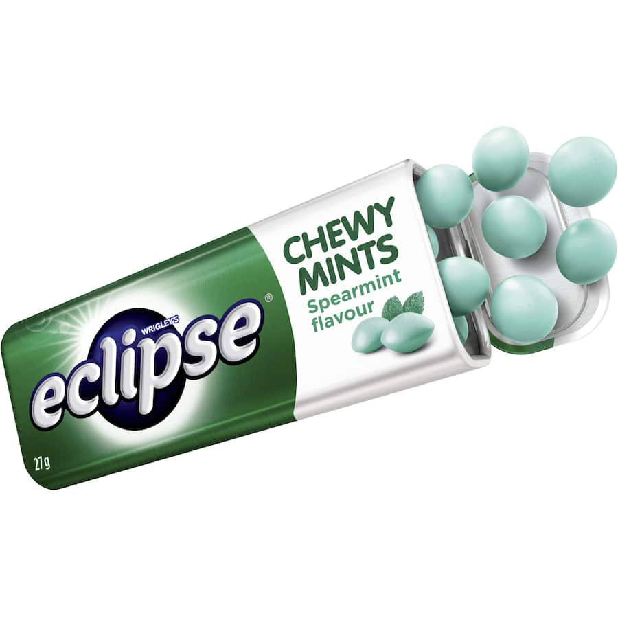 Chewy spearmint mints in a slim tin, perfect for freshening breath on the go or before important meetings.