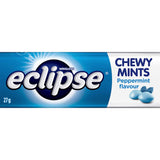 Eclipse Mints Chewy Peppermint in a slim tin, ideal for freshening breath on-the-go with irresistible peppermint flavor.