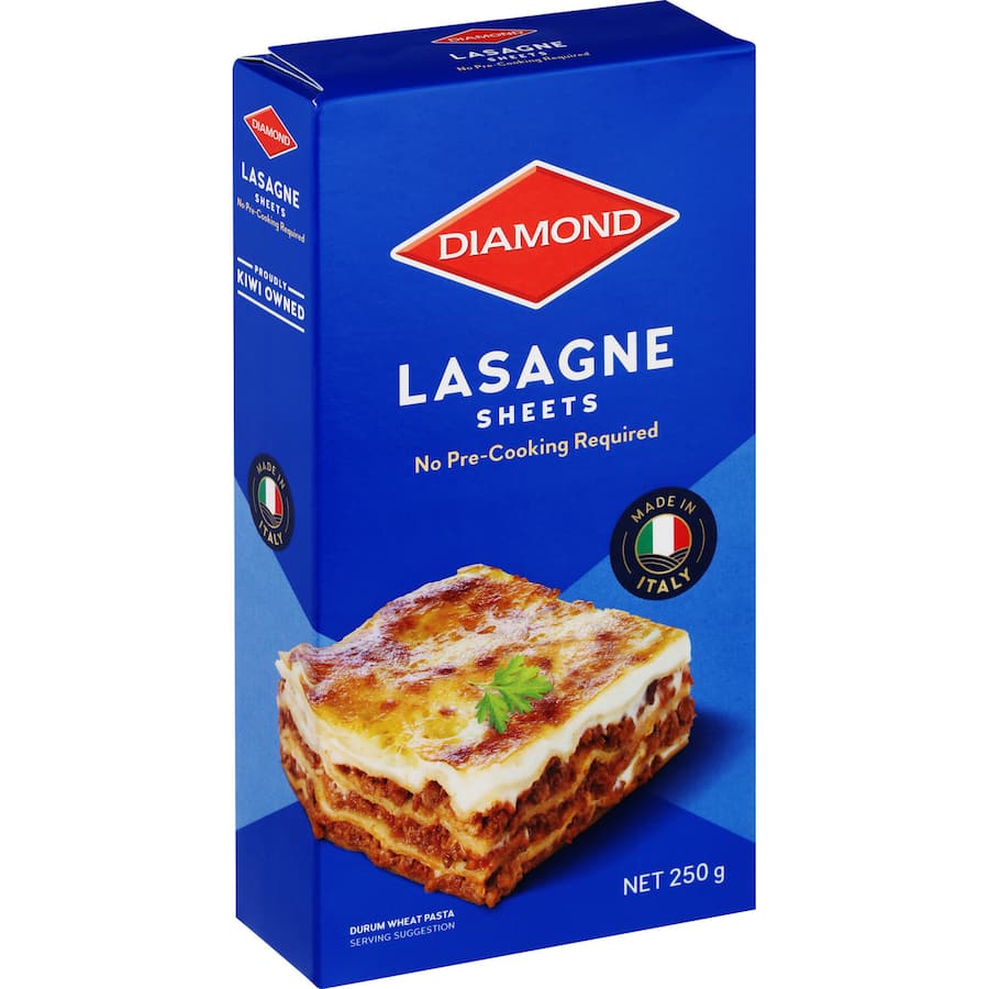 Diamond Pasta Lasagne Sheets, 100% durum wheat, no pre-cook, 13 sheets for convenient, gourmet lasagne making.