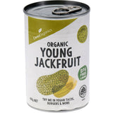 Ceres Organics Jackfruit can, showcasing shredded meat-like texture for versatile plant-based meals and eco-friendly cooking.