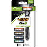 Bic Hybrid Flex 4 disposable shavers with four flexible blades for a close, smooth shave, ideal for sensitive skin.