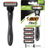 Bic Hybrid Flex 4 Disposable Shavers: men's razor with 4 flexible blades, pivoting head, and Aloe-infused lubricating strip.