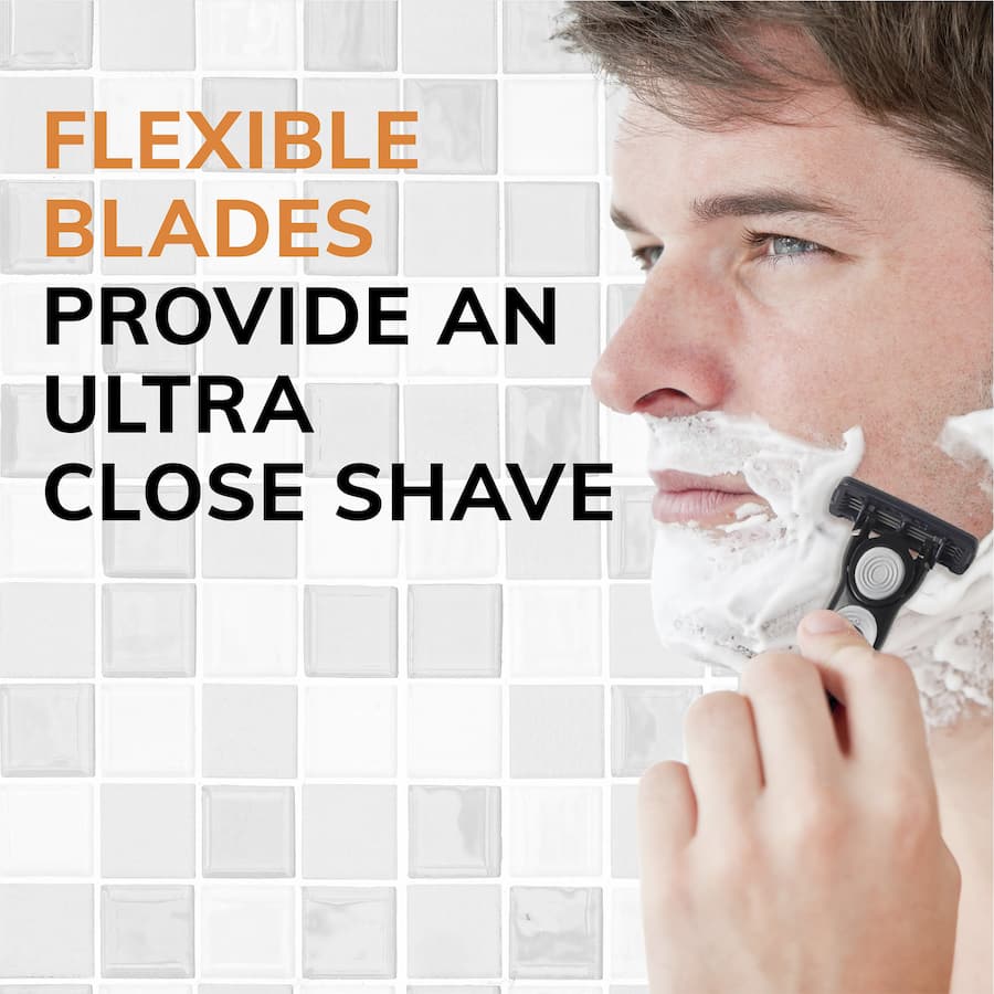 Bic Hybrid Flex 4 disposable shavers featuring four flexible blades, ergonomic handle, and lubricating strip for a smooth shave.