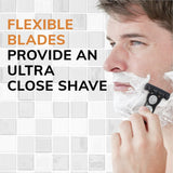 Bic Hybrid Flex 4 disposable shavers featuring four flexible blades, ergonomic handle, and lubricating strip for a smooth shave.