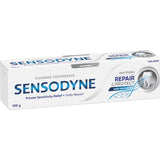 Sensodyne Repair and Protect Whitening toothpaste for sensitive teeth, offering relief and restoring natural whiteness.