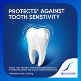 Sensodyne Repair and Protect Whitening toothpaste tube, designed for sensitive teeth relief and natural whitening.