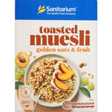 Toasted muesli with golden oats, sultanas, raisins, and apricot, perfect for a nutritious breakfast or snack.