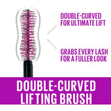 Maybelline The Falsies Lash Lift Mascara creates dramatic volume and lift for salon-quality lashes in rich Blackest Black.