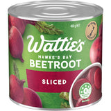 Wattie's Beetroot Sliced in a recyclable can, featuring vibrant, hand-harvested slices perfect for burgers, salads, and dips.