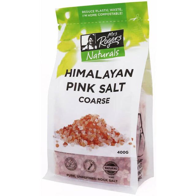 Coarse Himalayan pink salt, unrefined, mineral-rich, enhances culinary dishes with natural flavor and color.