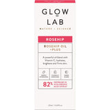 Glow Lab Facial Oil Rosehip Plus in a glass bottle, enriched with rosehip oil for rejuvenating and hydrating skin vitality.