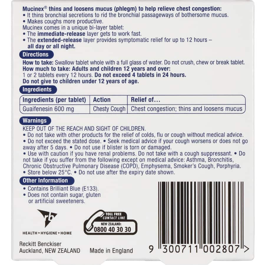 Mucinex Chesty Cough Fast Effective Tablets 10pack