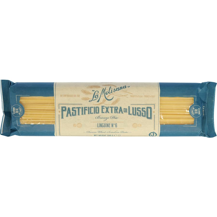 A 500g pack of La Molisana Pasta Linguine, artisanal long flat noodles perfect for rich sauces and authentic Italian dishes.