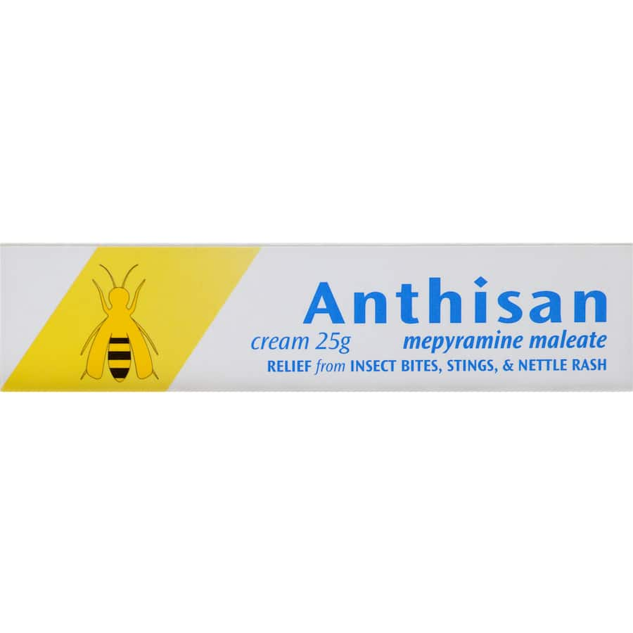 Anthisan Antihistamine Cream tube, providing fast relief from itchy skin irritations caused by bites and rashes.